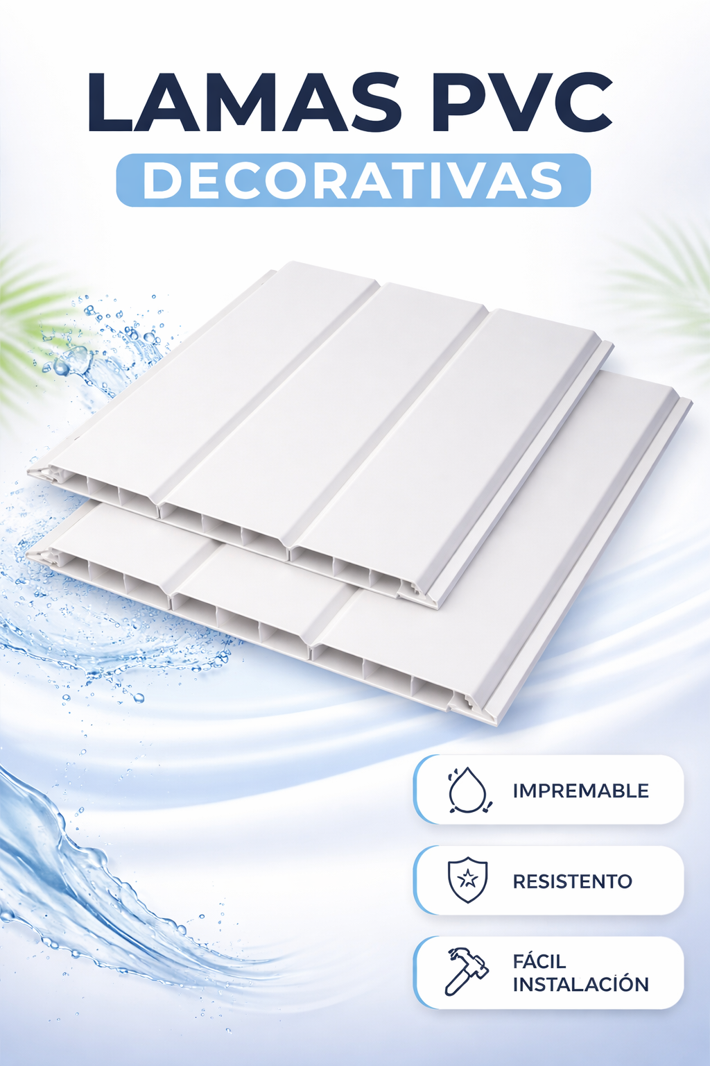 Lamas PVC decorativas - impermeables, resistentes, fácil instalación