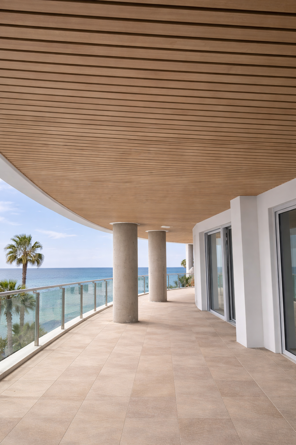 Terraza con techo de lamas PVC imitación madera